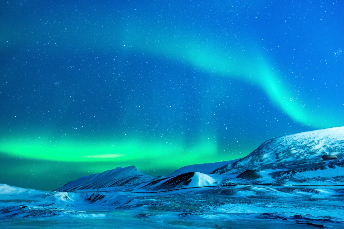 冰川 奥罗拉 北极光 夜 雪 4K风景图片壁纸