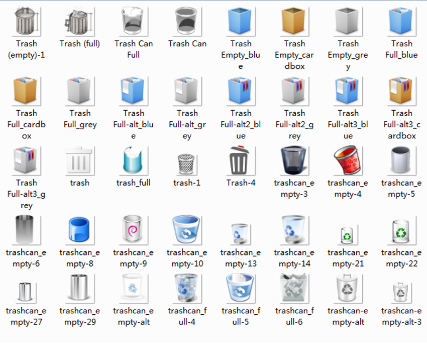 40个垃圾桶删除图标PNG素材下载