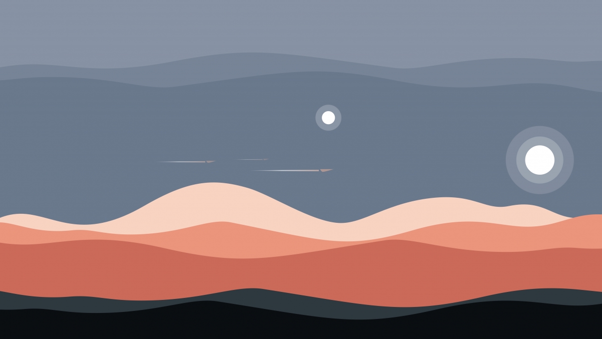 沙丘,夜间多云,简约设计5K壁纸