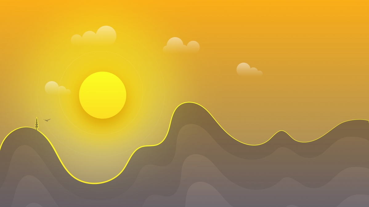 黄色太阳风景 创意图形 简约8K壁纸