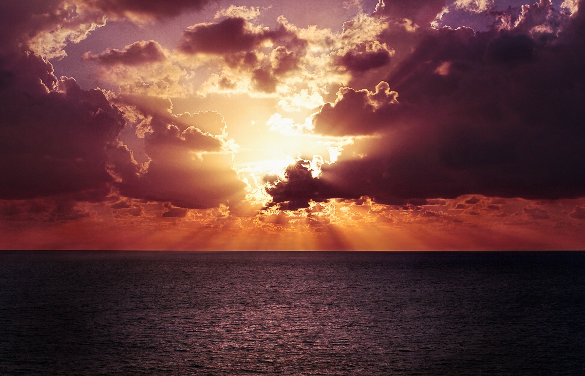 地平线 天空 日落 海洋 海滩 日出 黄昏 4K风景壁纸