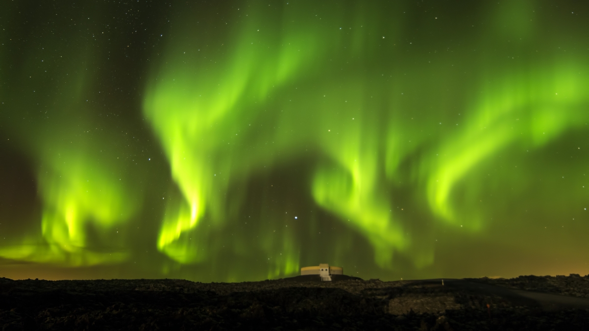 冰岛 极光 绿色星空4K风景壁纸