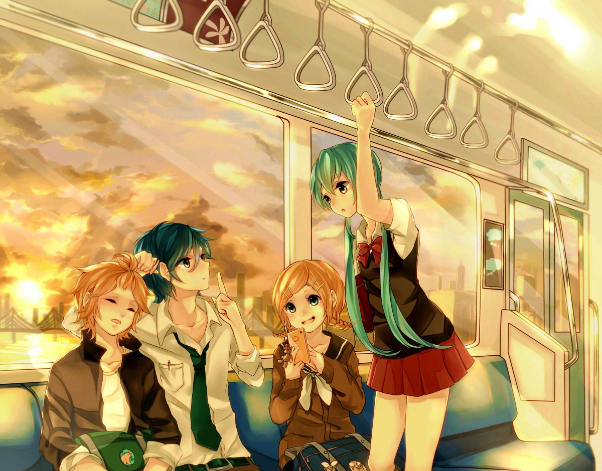 Vocaloid,火车,初音未来,小学生动漫壁纸