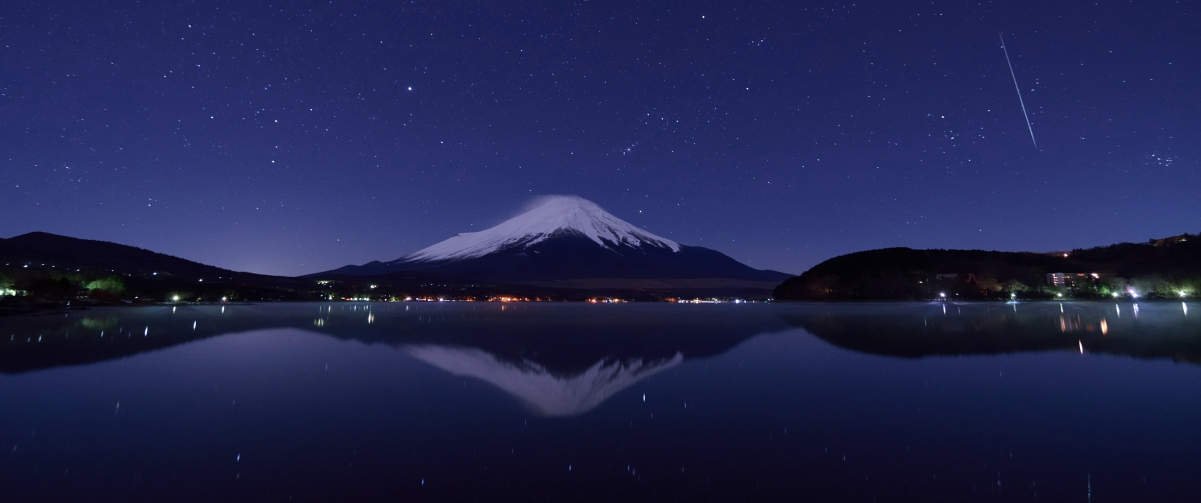 富士山 星空3440x1440风景壁纸
