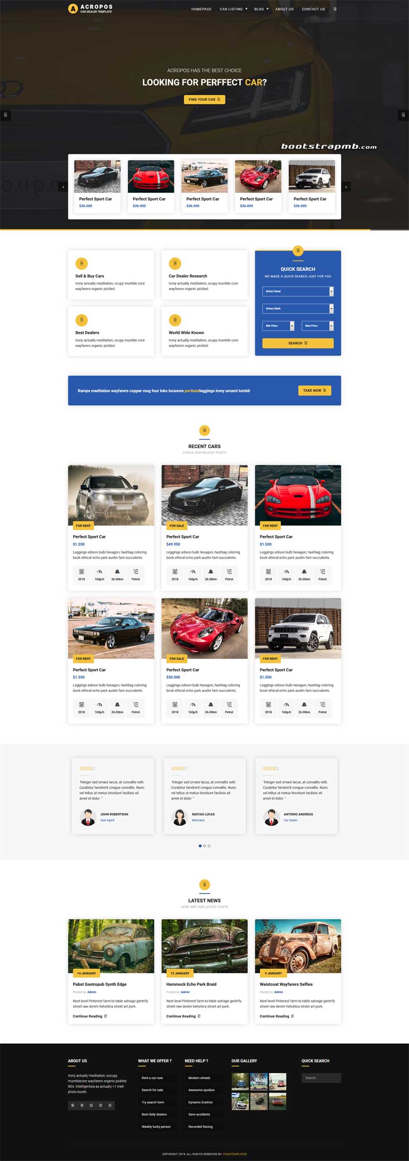 Bootstrap汽车经销商网站模板