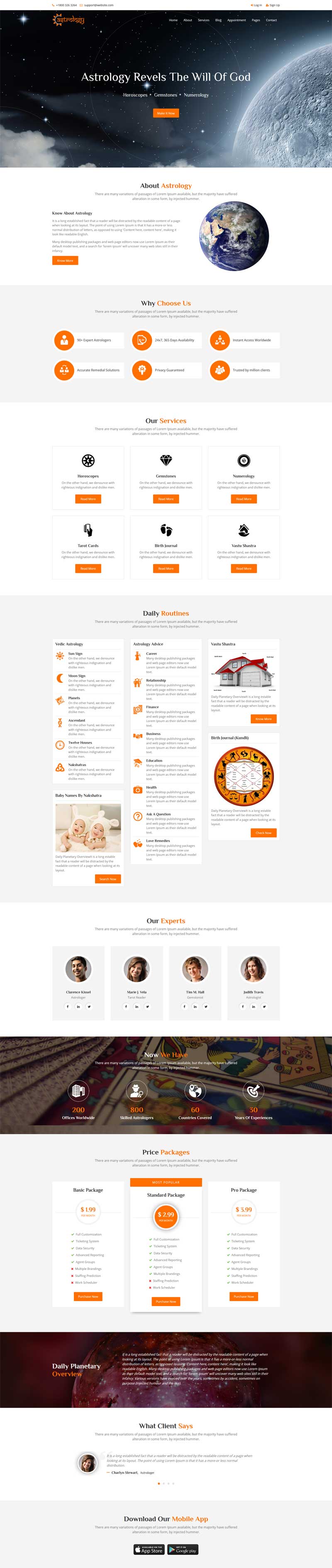 橙色大气的房屋求风水网站html5模板