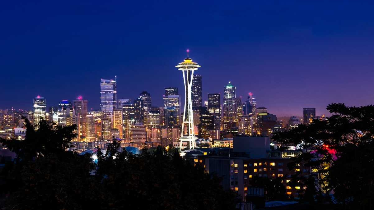 西雅图天际线 西雅图华盛顿晚会嘉里公园3840x2160壁纸