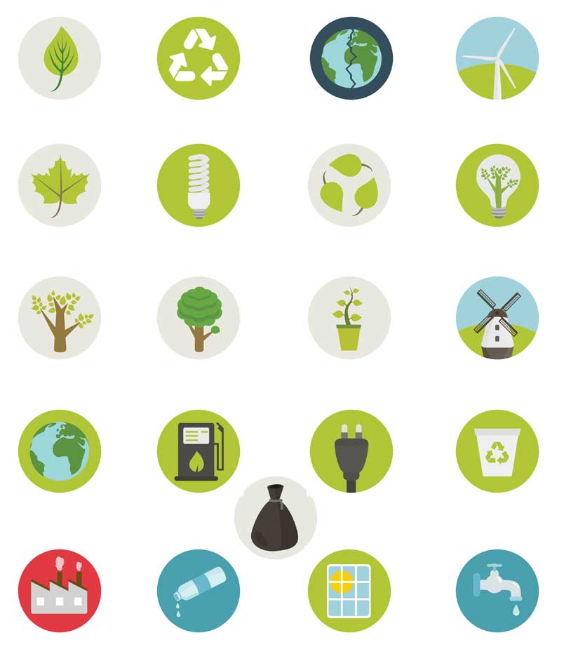 绿色圆形的生态能源图标素材下载