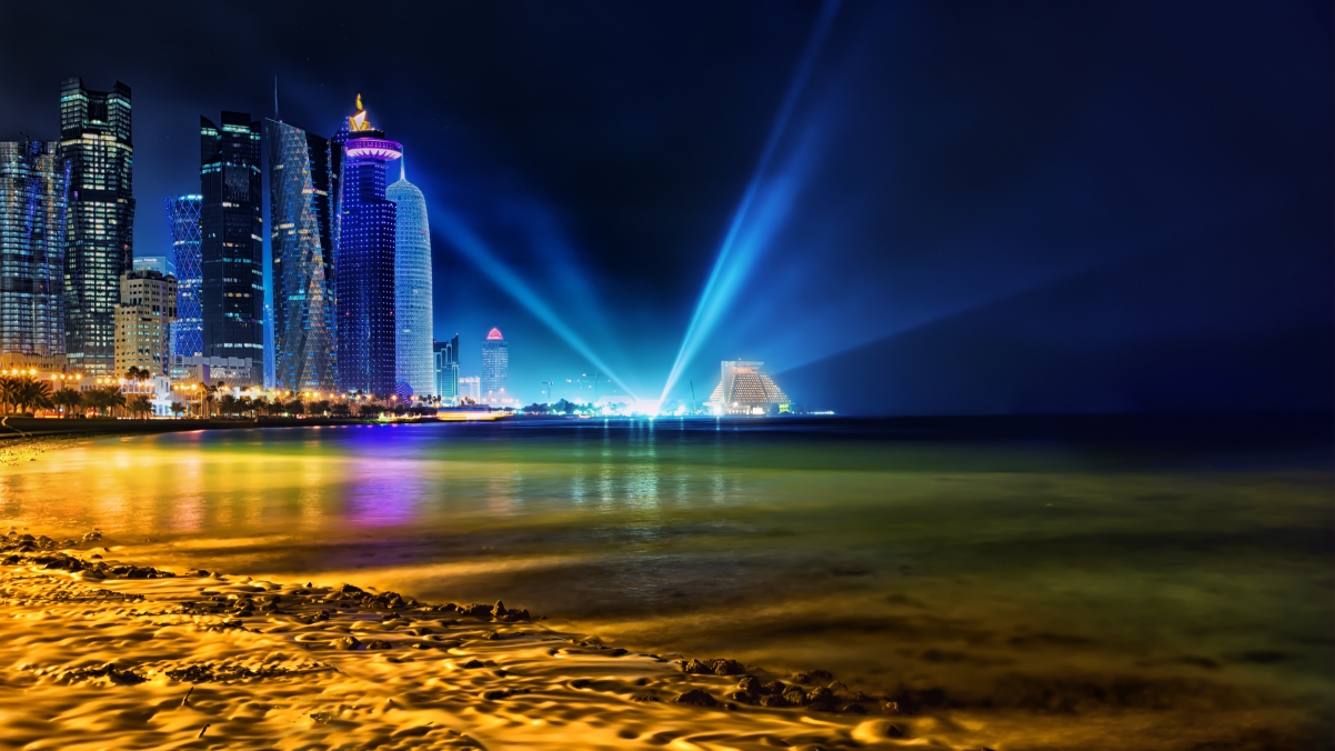 卡塔尔多哈的天际线3840x2160风景壁纸