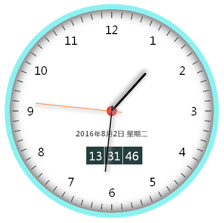 html5 css3带日期的圆形数字电子时钟代码