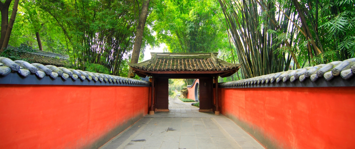 中国风红色围墙 寺院风景3440x1440壁纸