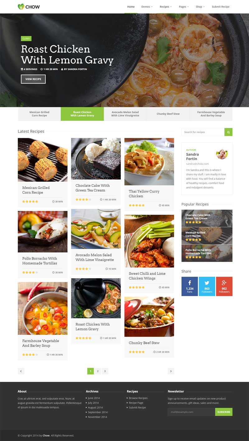 绿色的美食菜谱交流平台网页模板