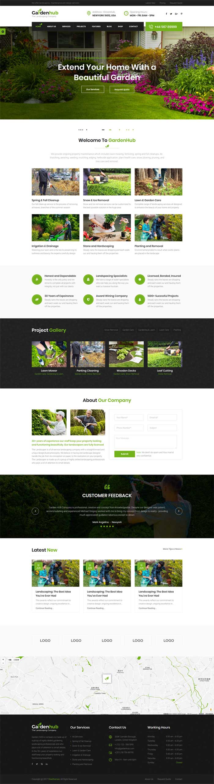 绿色宽屏的园艺花园种植网站Bootstrap模板