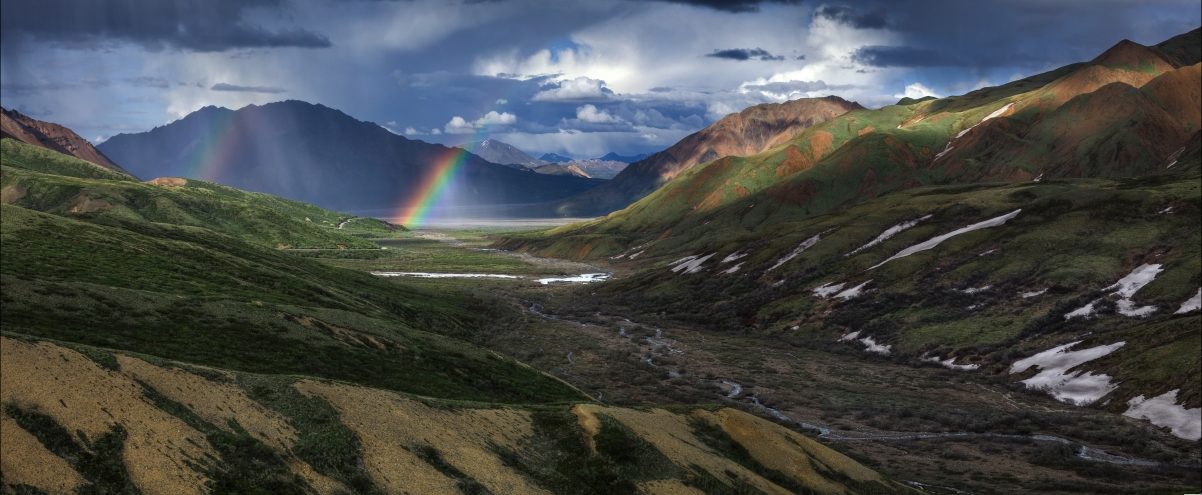 彩虹 自然 天空 云 山 阳光 4K风景图片