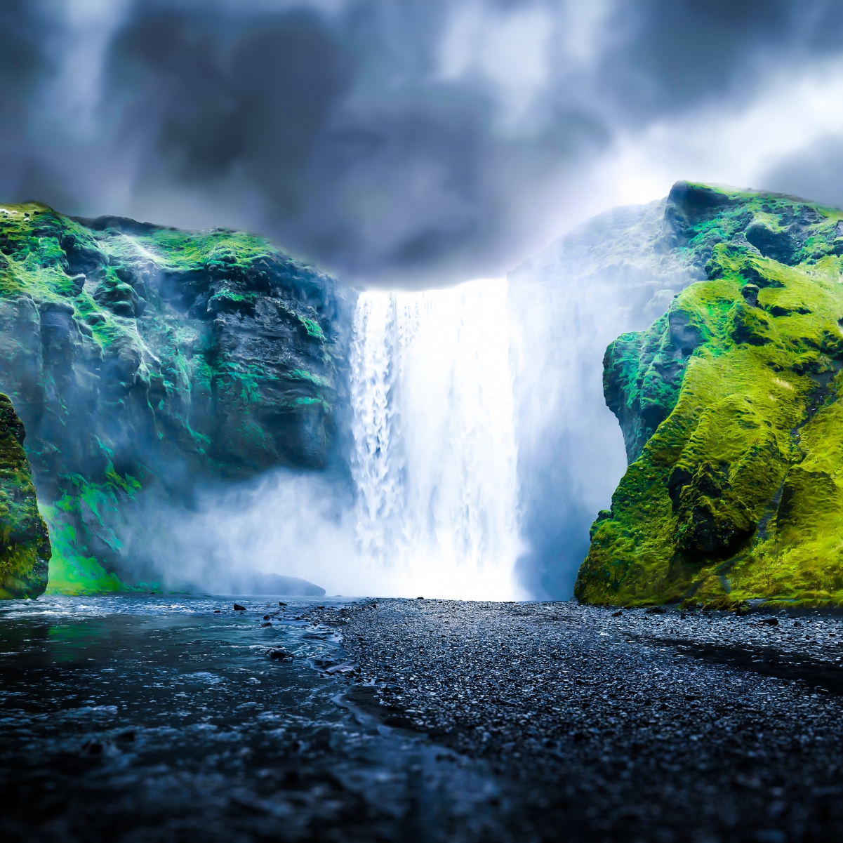 冰岛瀑布风景手机壁纸