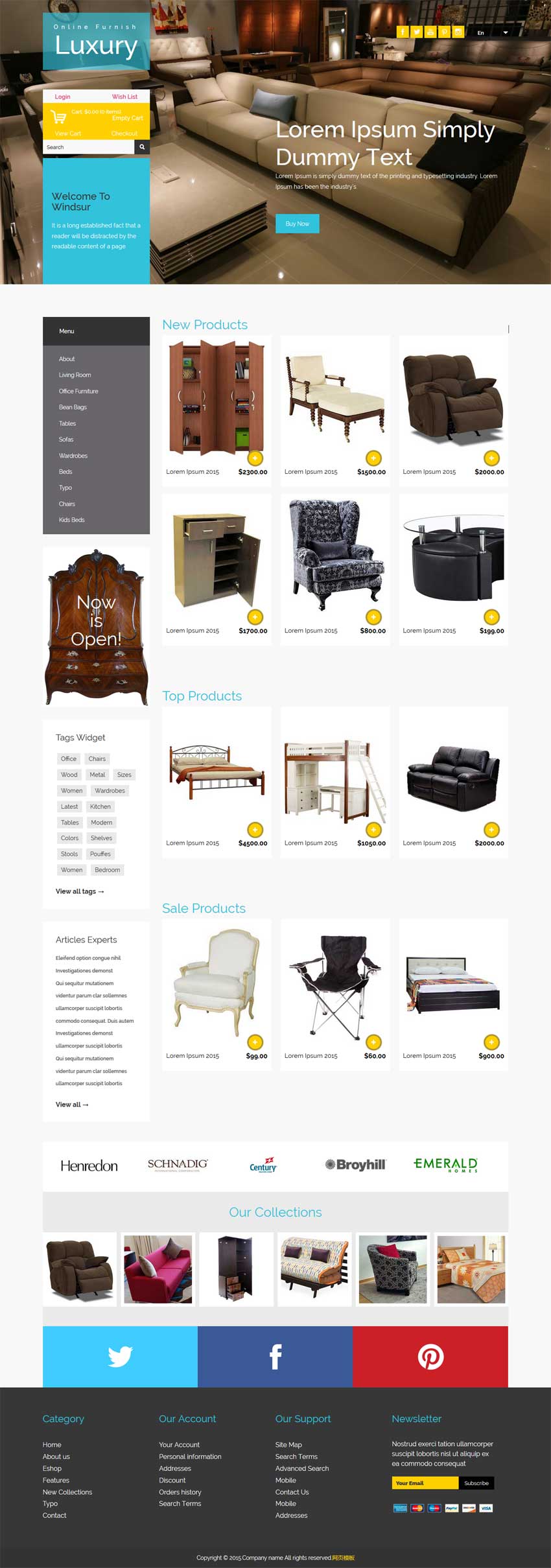 国外黑色的响应式家具商城静态网站模板html下载