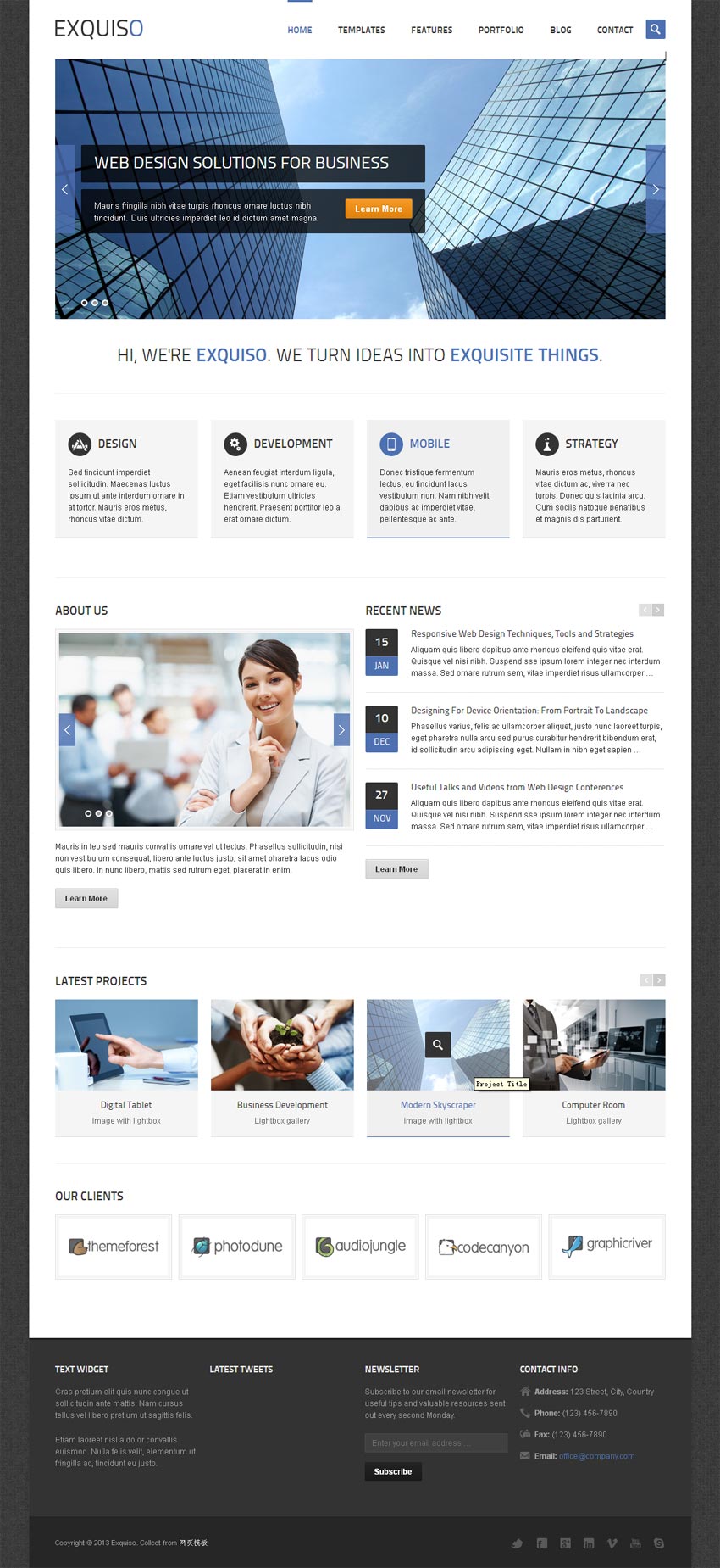 扁平化网站设计商务公司html5响应式模板下载