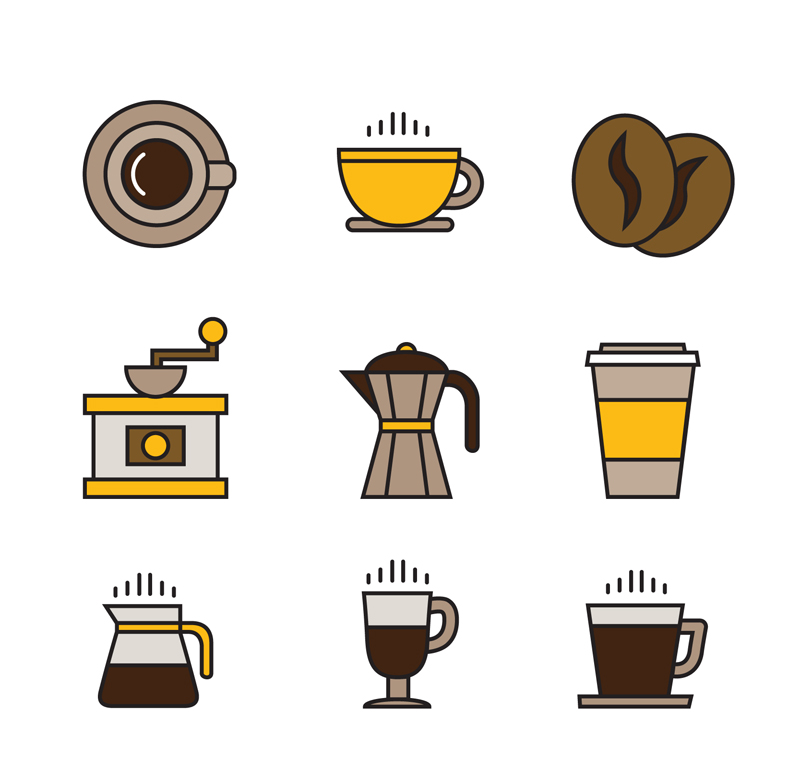 9种创意的咖啡店图标集AI素材