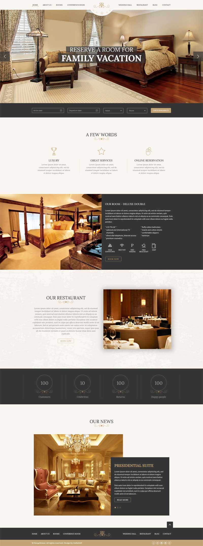 html5大气的豪华酒店预订网站模板