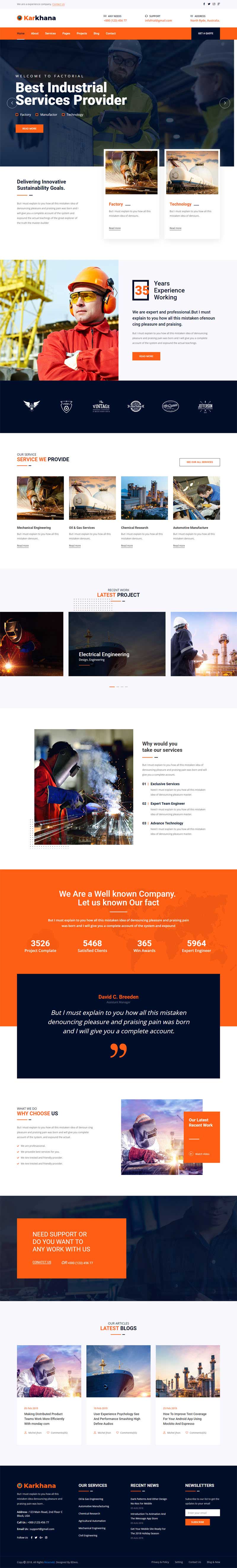 橙色的建筑工程企业Bootstrap网站模板