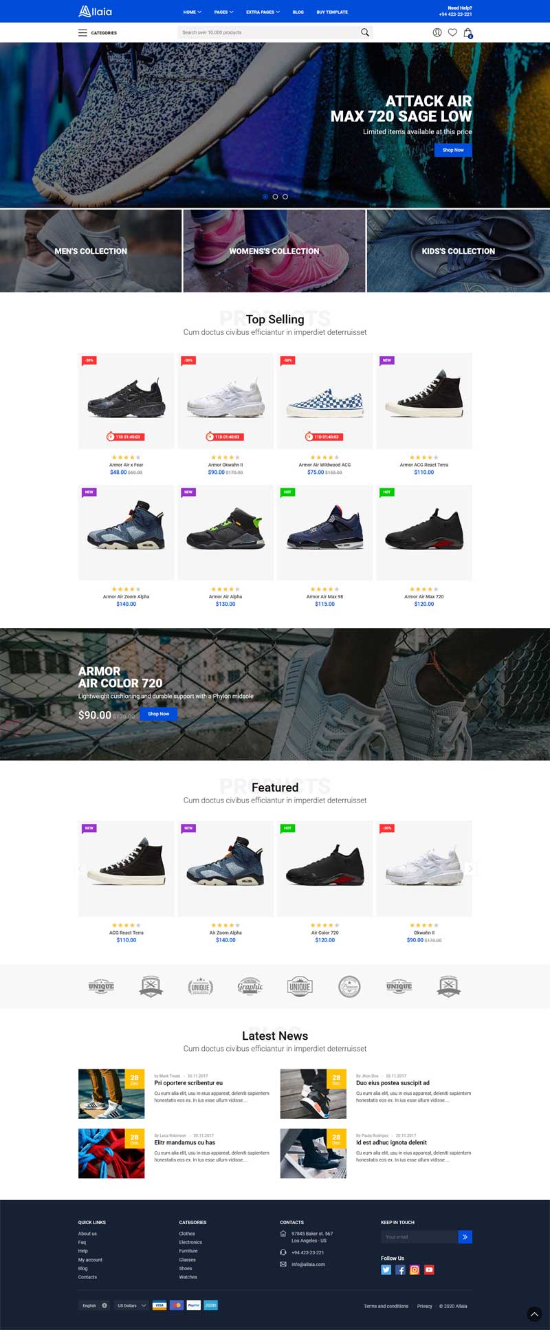 时尚运动鞋电商购物网站HTML模板