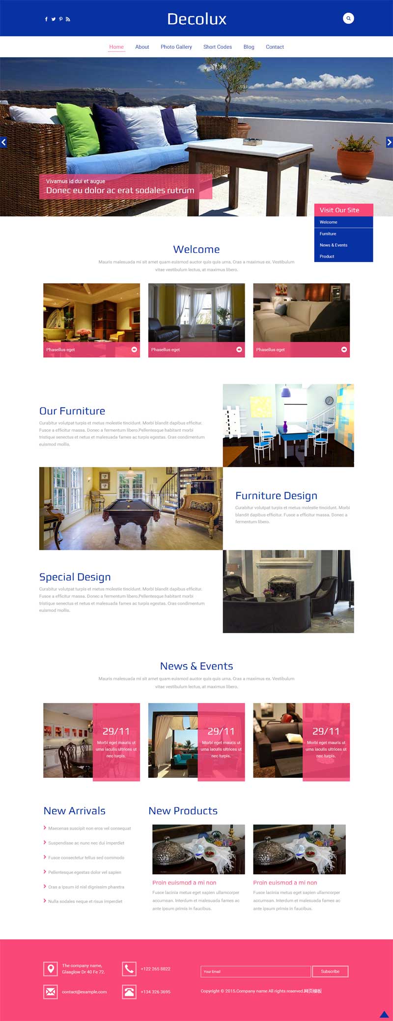 简单宽屏的家居装饰用品网站模板html整站