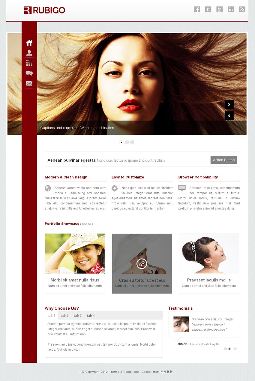 红色扁平风格的响应式个人摄影相册网站模板html整站下载