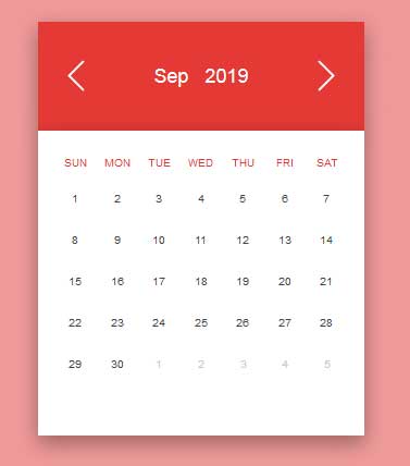 html5 css3简洁的日历表代码