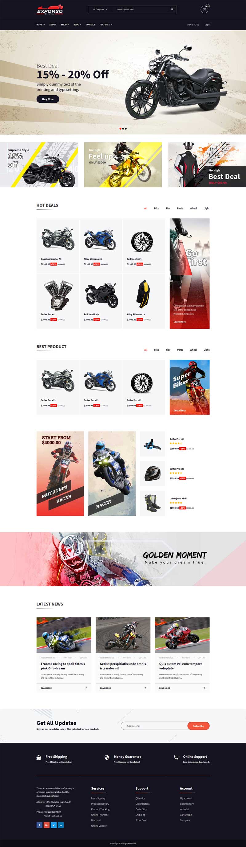 摩托车配件销售商城HTML模板