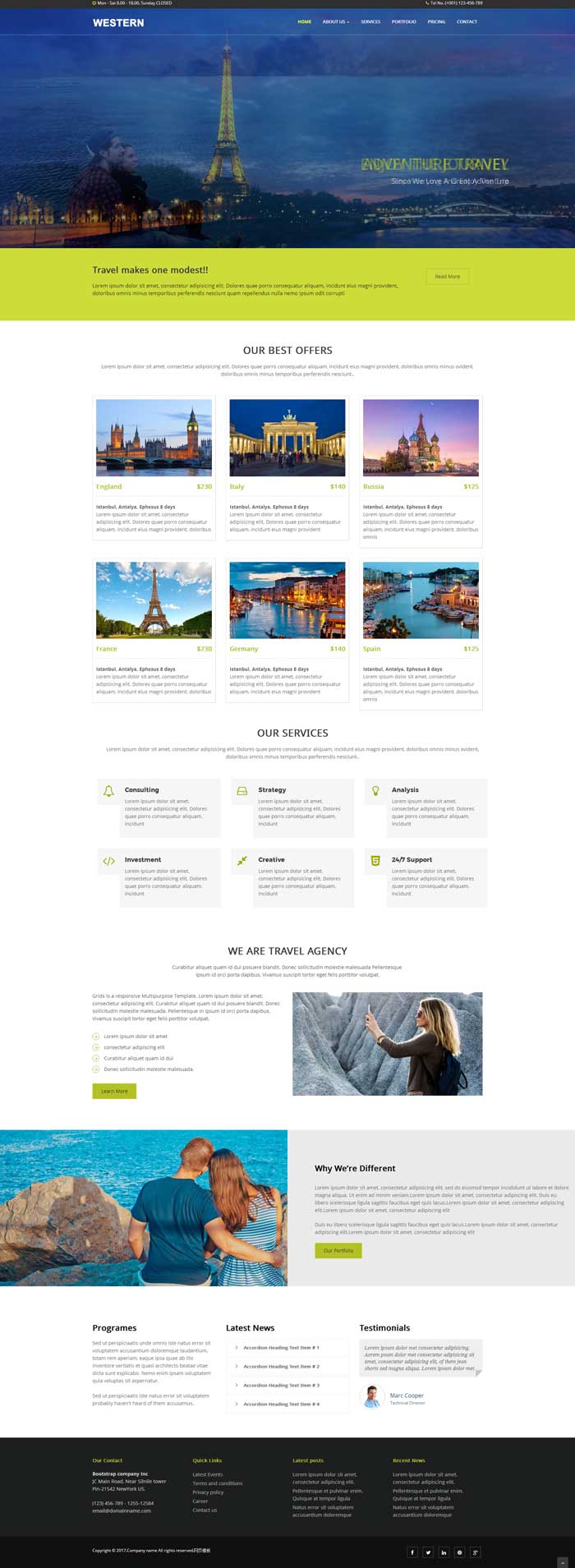 大气的国外旅游攻略网站html模板