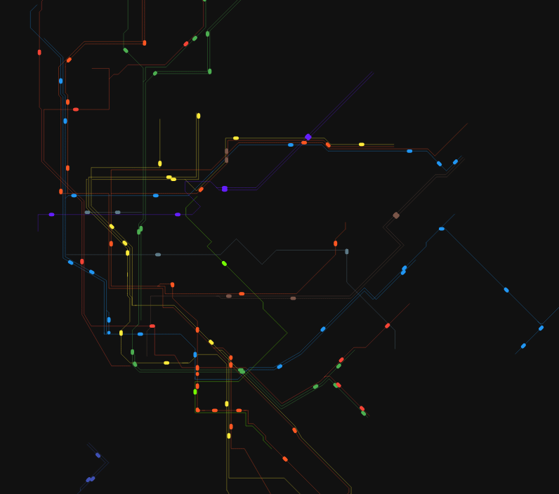 html5 svg科技感十足的地铁线路图动画特效