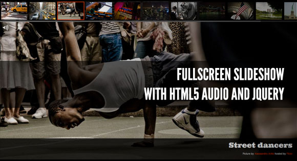 HTML5音频播放器和jQuery全屏图片幻灯片轮播切换
