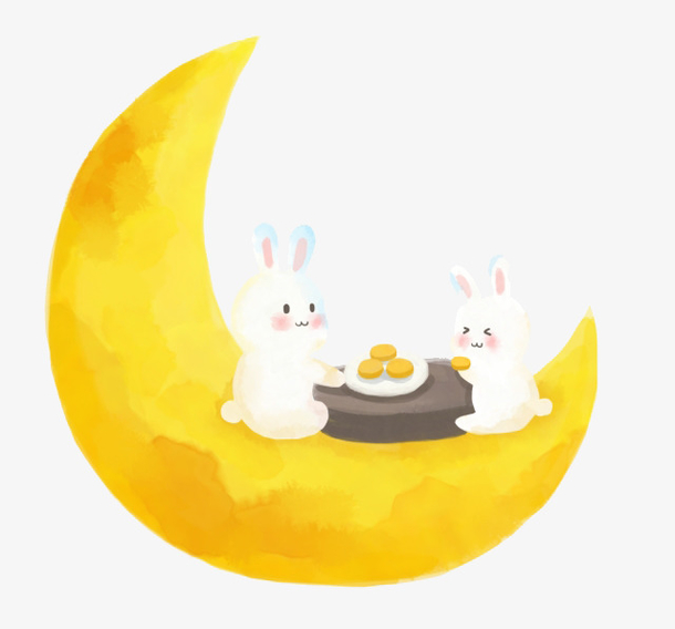 金月亮中秋节兔子吃月饼