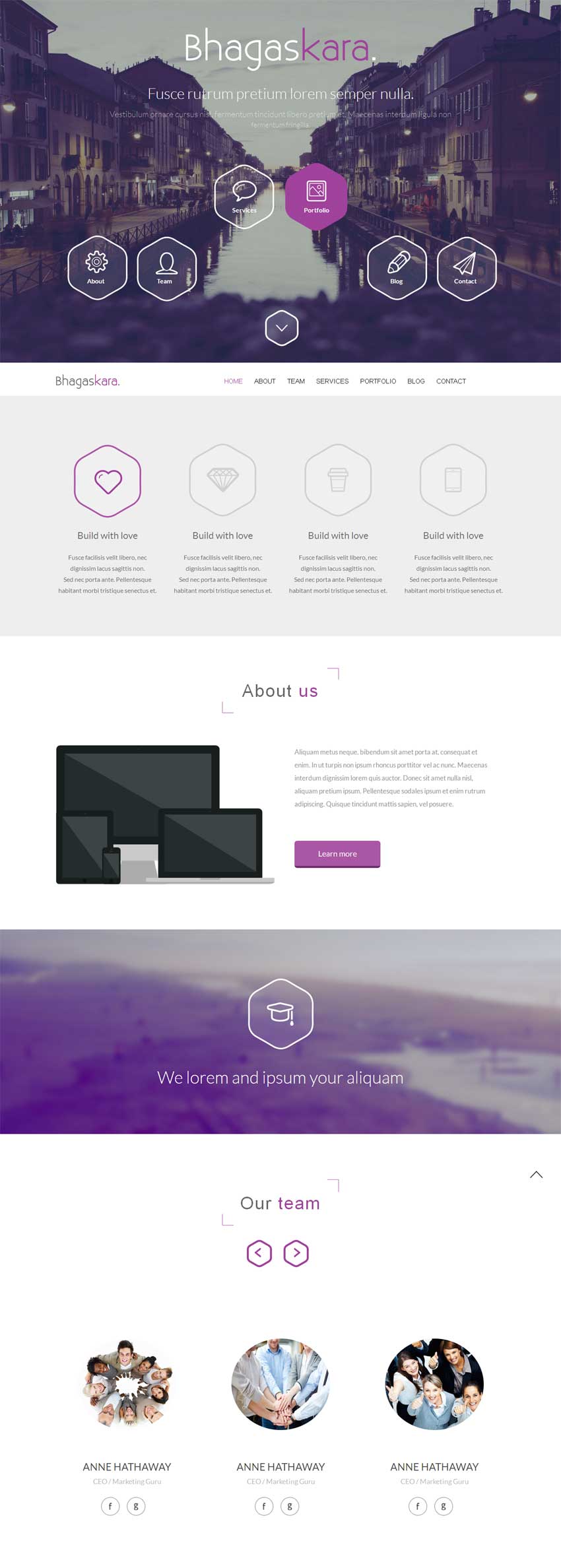 紫色的商务公司单页模板html下载