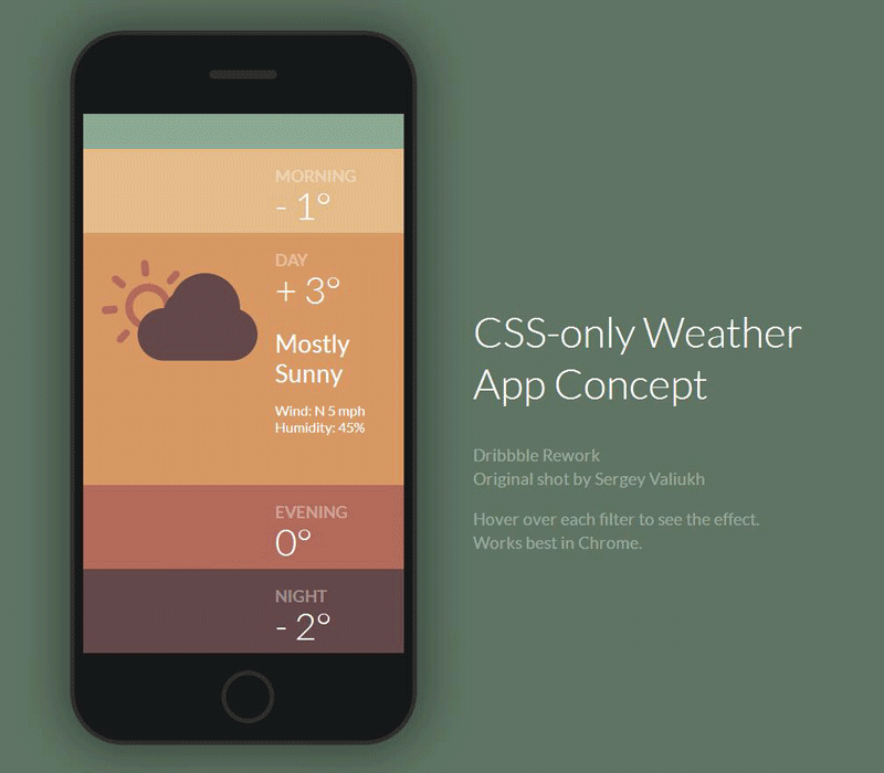 纯css3天气手机app界面代码