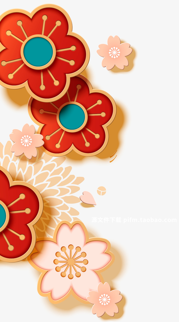 中国风 国潮 元素 花瓣 装饰