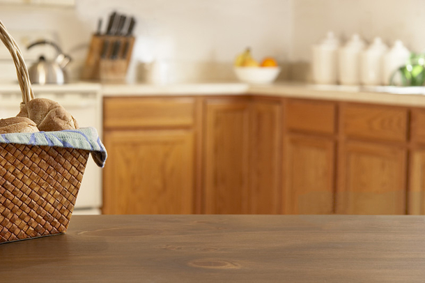 简约木板厨房背景面包篮子家庭背景