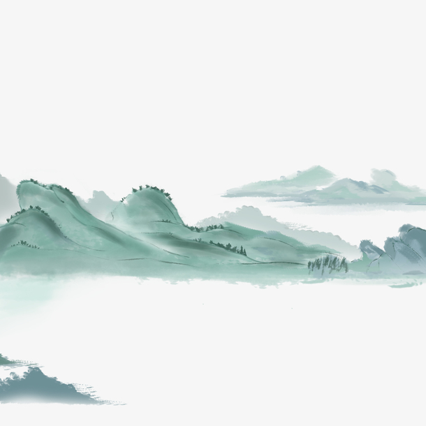 中国风水墨向山水画清明节装饰元素