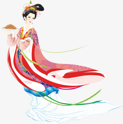 中秋节手绘美女月饼