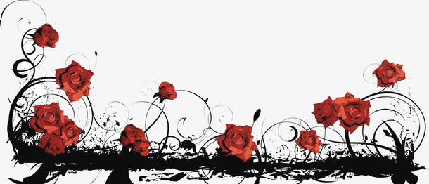 红色的玫瑰花效果合成海报