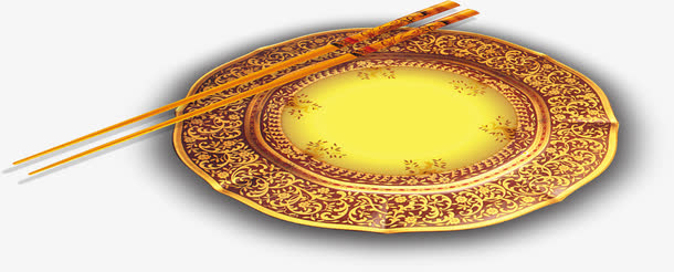 中秋节金黄色盘子和筷子