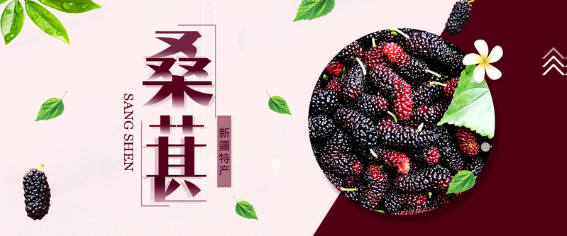 桑葚促销粉色简约banner