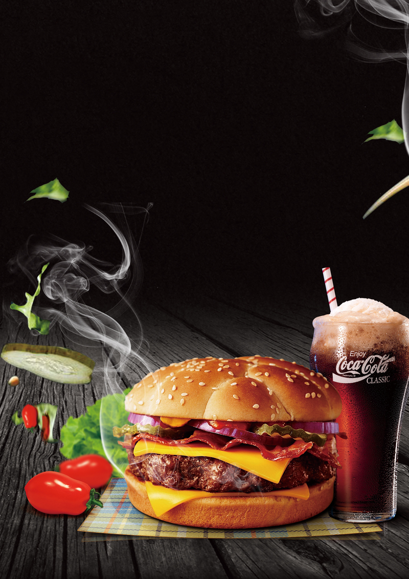 黑色简约气美味汉堡宣传海报