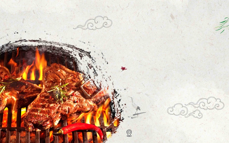烤肉促销美食海报背景模板