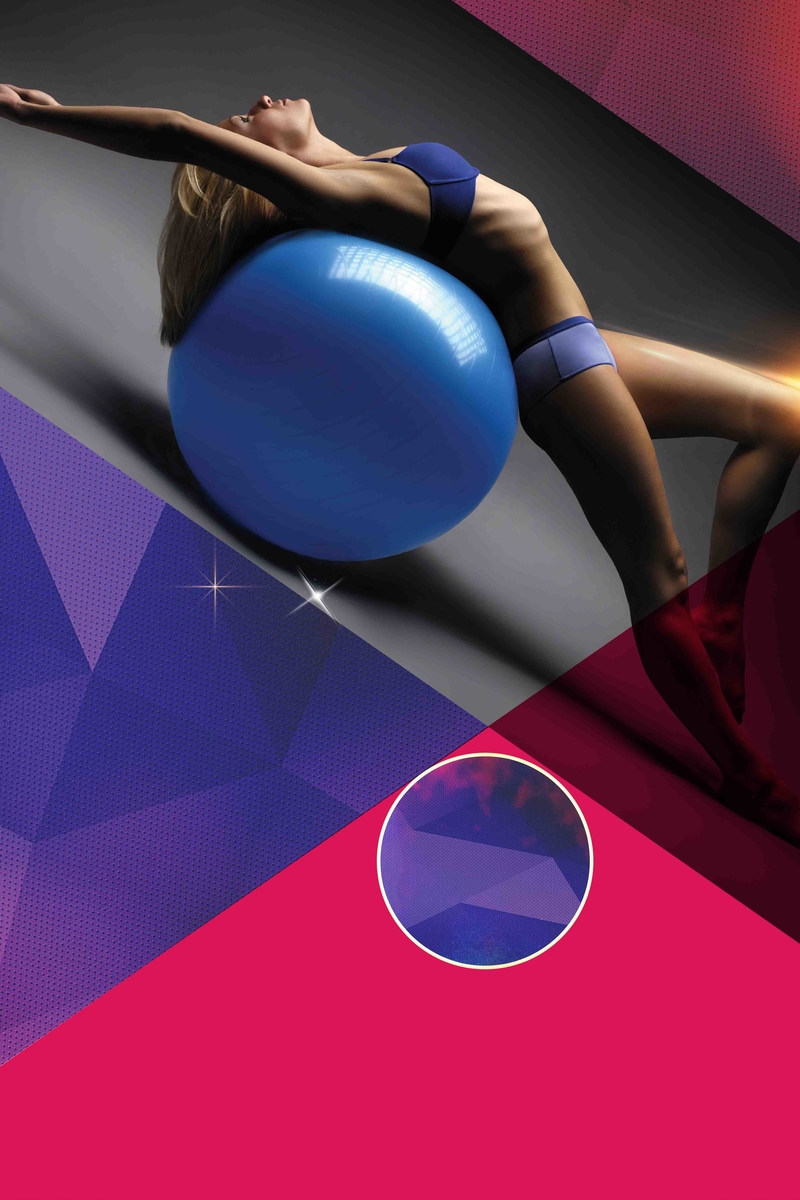 双色几何瑜伽球健身运动减肥背景