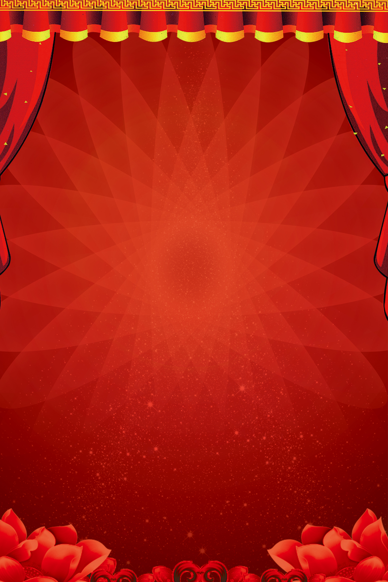 红色华丽背景幕布花卉装饰商业海报背景素材