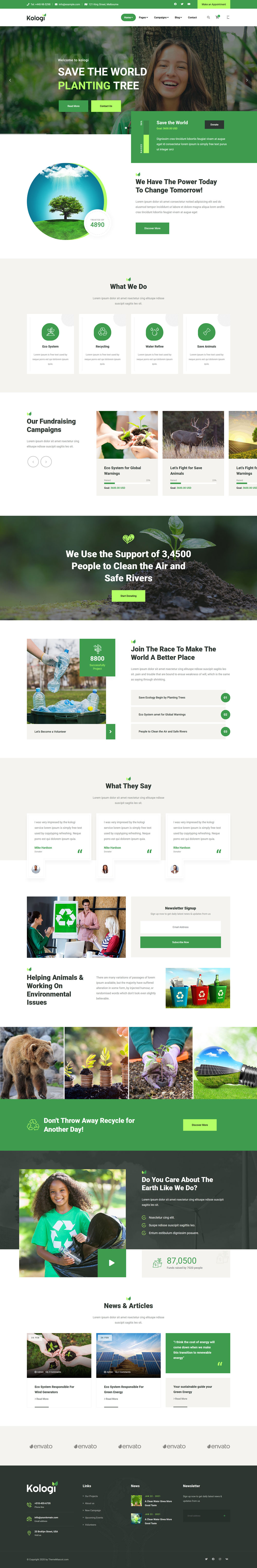 绿色环境保护公益网站HTML5模板