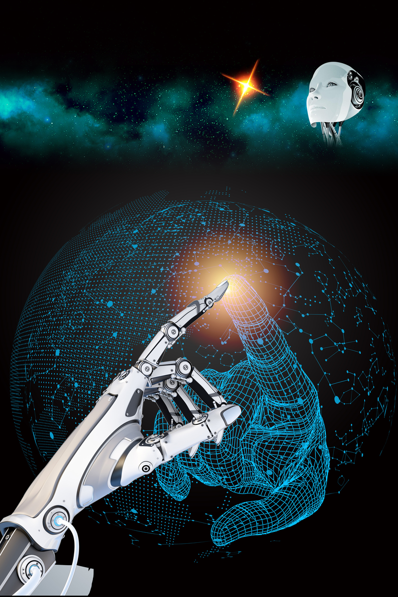 人工智能机器人科技服务海报背景素材