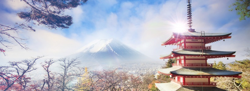 富士山背景海报，日本小亭风格，高清JPG/商务科技PSD设计素材下载