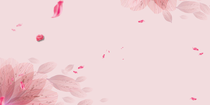 浪漫粉色叶子女性海报背景模板